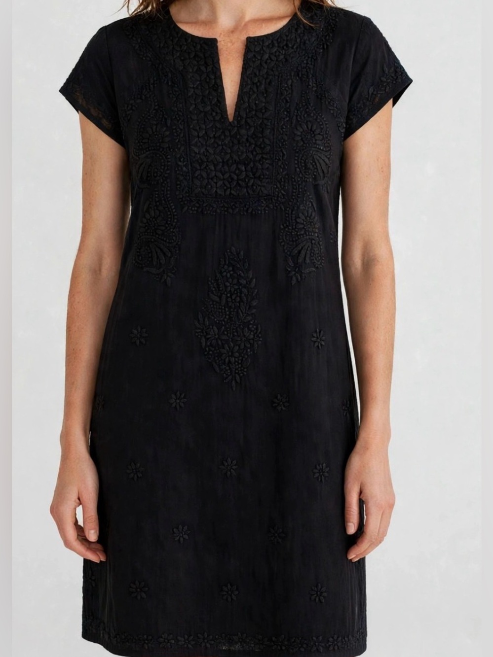 Roller Rabbit Faith Embroidered Shift Dress Black Jet small